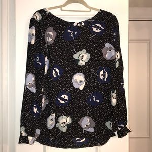 Loft Outlet black floral dotted blouse